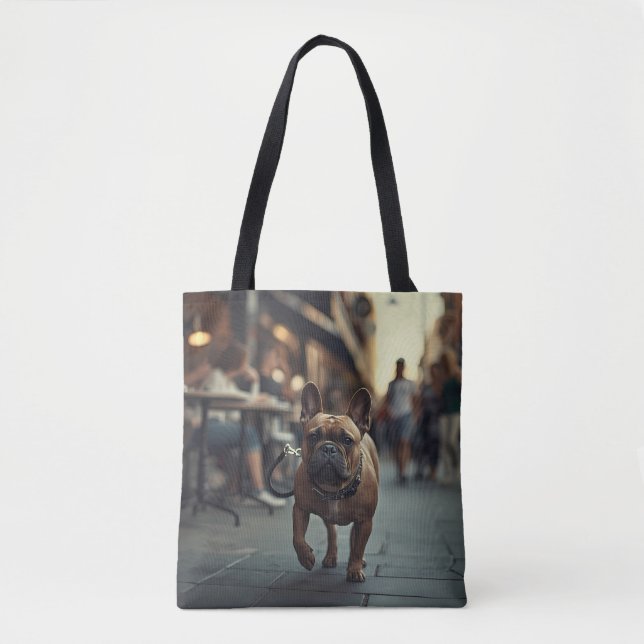 Fransk Bulldog Elegant Shoulder Tote Bag Tygkasse (Framsida)