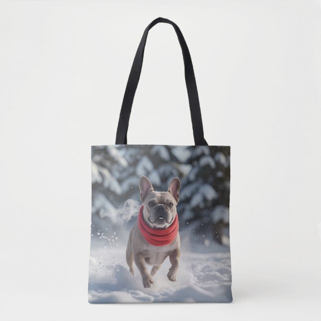 Fransk Bulldog Elegant Shoulder Tote Bag Tygkasse (Framsida)