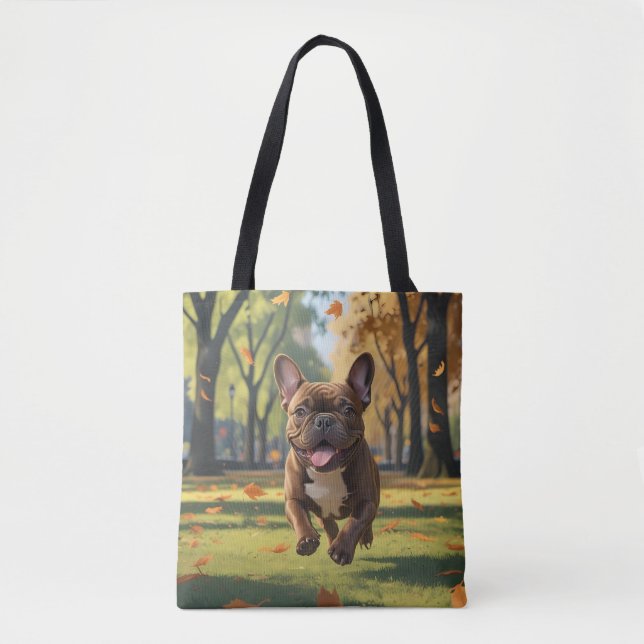 Fransk Bulldog Elegant Shoulder Tote Bag Tygkasse (Framsida)