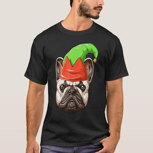 Fransk Bulldog Elf Hat Fransk Bulldog T Shirt (Framsida)