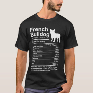 Fransk Bulldog Facts nutrition Funny Gift  T Shirt