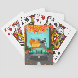 Fransk Bulldog Fall Pumpkin Casinokort