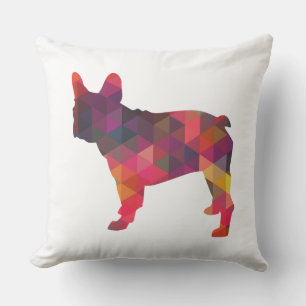 Fransk Bulldog-färgfull Geometric Silhouette Kudde