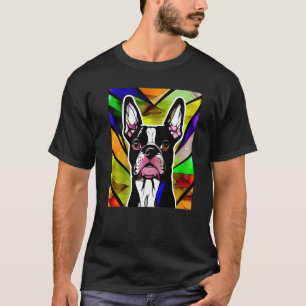 Fransk Bulldog - Färgglast Konstglas Popkonst Pr T Shirt