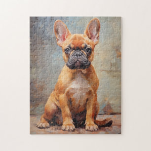 Fransk Bulldog fawn puppy porträtt Pussel