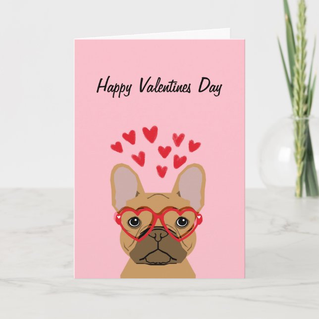 Fransk Bulldog fawn valentines kärlek kort (Framsida)