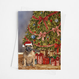Fransk Bulldog - Fawn Watercolor Julgran Kort