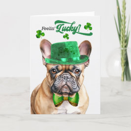 Fransk Bulldog Feelin' Lucky St patrick's day Helgkort