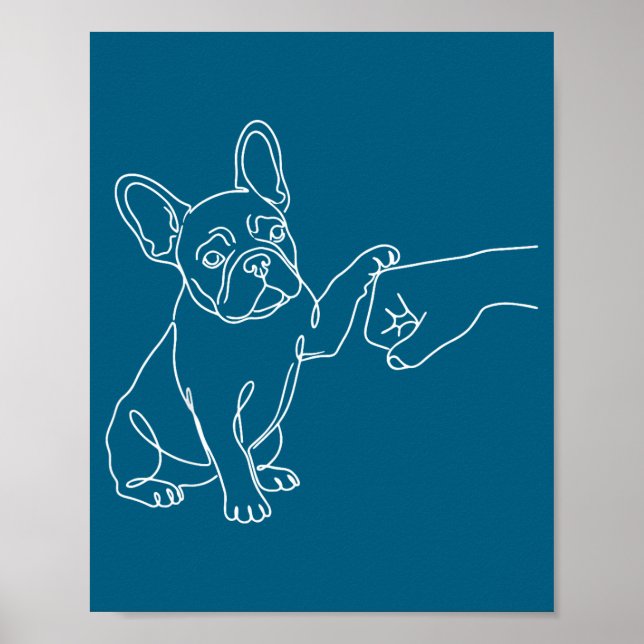 Fransk Bulldog Fist Bump Fransk Illustration Poster (Framsidan)