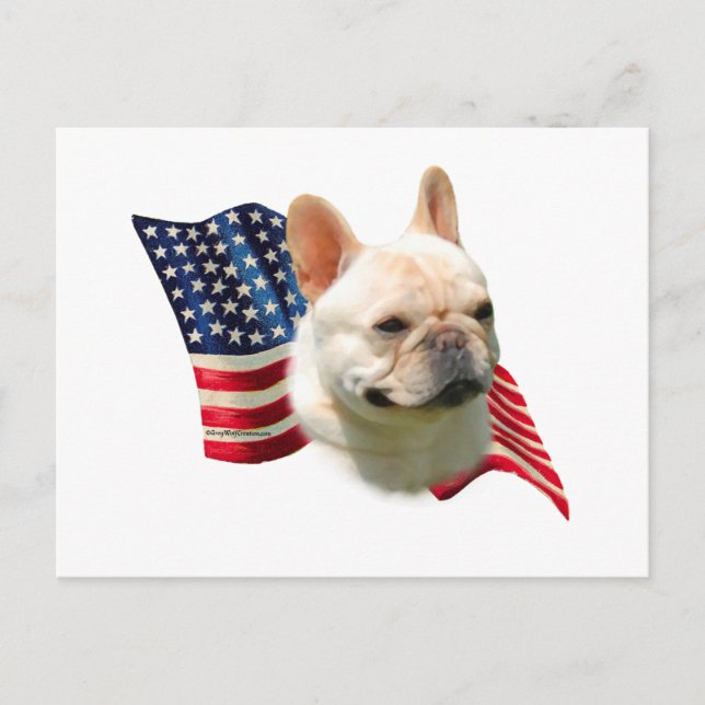 Fransk Bulldog Flagga Vykort (Framsida)