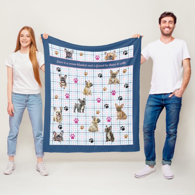 Fransk Bulldog Fleecefilt (På plats)