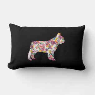 Fransk Bulldog Flower Mönster Frenchie Bulldog Lumbarkudde