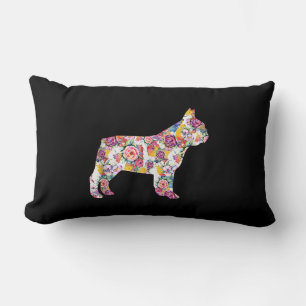 Fransk Bulldog Flower Mönster Frenchie Bulldog Lumbarkudde