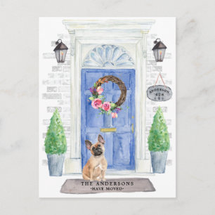 Fransk Bulldog Flytta Announement Postcard Vykort