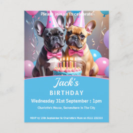 Fransk Bulldog-Födelsedagsfest Inbjudan Vykort