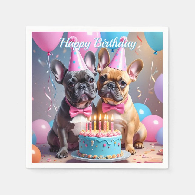 Fransk Bulldog-Födelsedagsfest Pappersservett (Framsidan)