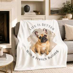 Fransk Bulldog Foto Livet är Bättre Fleecefilt