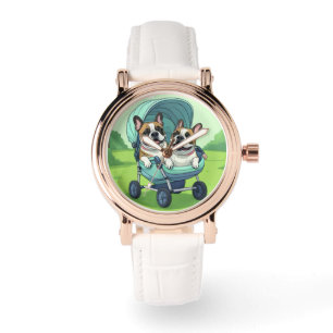 Fransk Bulldog Französische Bulldogge Tvillingar Armbandsur