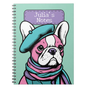 Fransk Bulldog Frenchie Artsy Pop Art Anteckningsbok