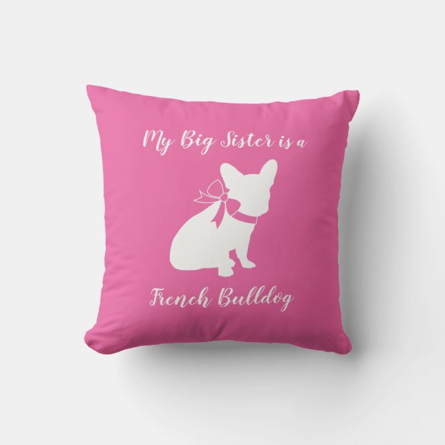 Fransk Bulldog Frenchie Baby SHower Kudde (Framsida)