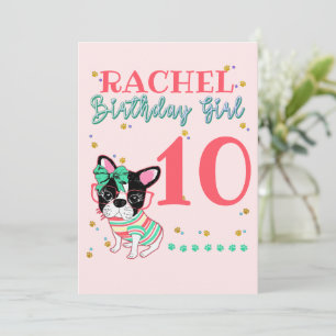 Fransk Bulldog Frenchie Birthday Girl Inbjudningar