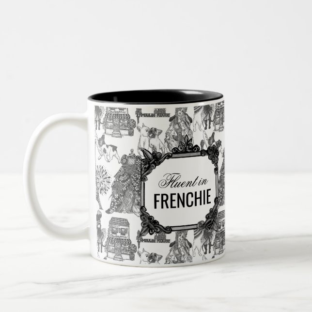 FRANSK BULLDOG Frenchie Black Toile-anpassning Två-Tonad Mugg (Vänster)