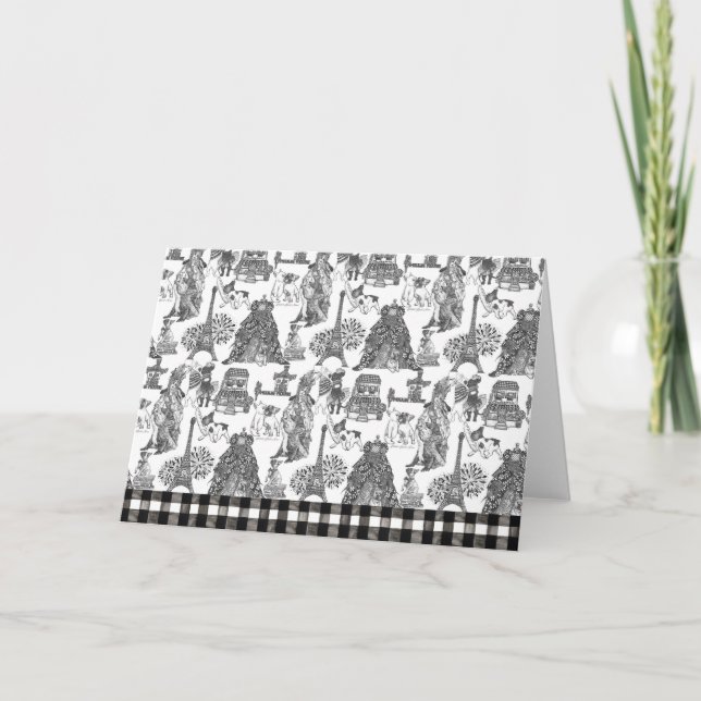 FRANSK BULLDOG Frenchie Black Toile Tack Kort (Framsida)