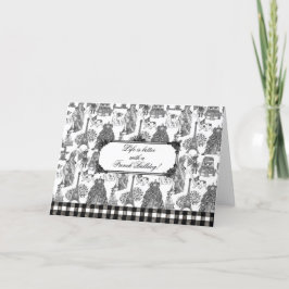 FRANSK BULLDOG Frenchie Black Toile Tack Kort
