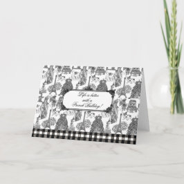 FRANSK BULLDOG Frenchie Black Toile Tack Kort