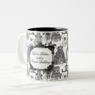 FRANSK BULLDOG Frenchie Black Toile Två-Tonad Mugg