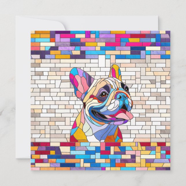 Fransk Bulldog - Frenchie - färgstark mosaik (Framsida)