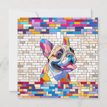 Fransk Bulldog - Frenchie - färgstark mosaik