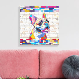 Fransk Bulldog - Frenchie - färgstark mosaik Canvastryck