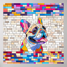 Fransk Bulldog - Frenchie - färgstark mosaik Poster