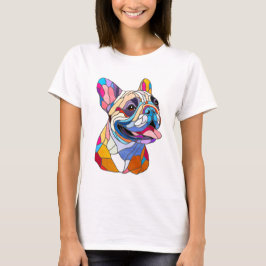 Fransk Bulldog - Frenchie - färgstark mosaik T Shirt