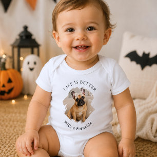Fransk Bulldog Frenchie Foto Livet är bättre baby T Shirt
