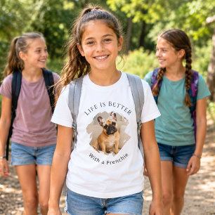 Fransk Bulldog Frenchie Foto Livet är Bättre Tjej T Shirt