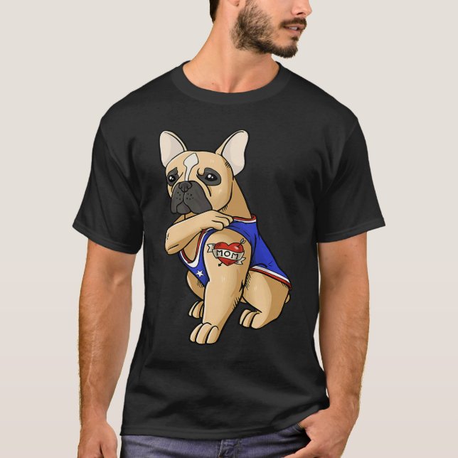 Fransk Bulldog Frenchie Frenchie Kärlek Mamma T Shirt (Framsida)