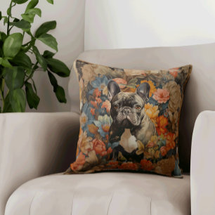Fransk Bulldog Frenchie Garden Tapestry Birthday Kudde