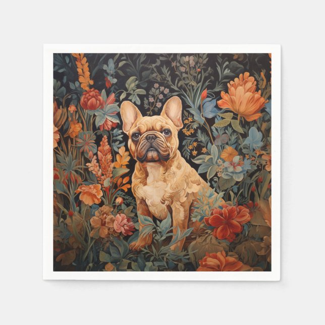 Fransk Bulldog Frenchie Garden Tapestry Birthday Pappersservett (Framsidan)