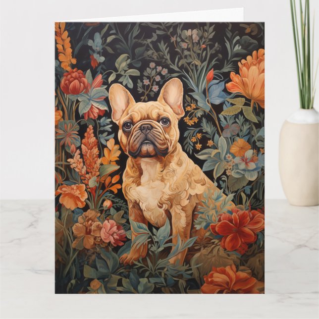 Fransk Bulldog Frenchie Garden Tapestry Birthday Tack Kort (Framsida)