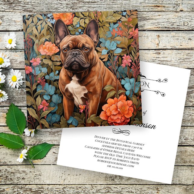 Fransk Bulldog Frenchie Garden Tapestry Birthday Tack Kort (Skapare uppladdad)