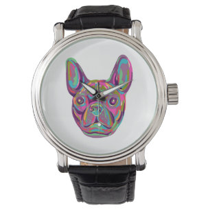 Fransk Bulldog Frenchie head Pop art stil Armbandsur