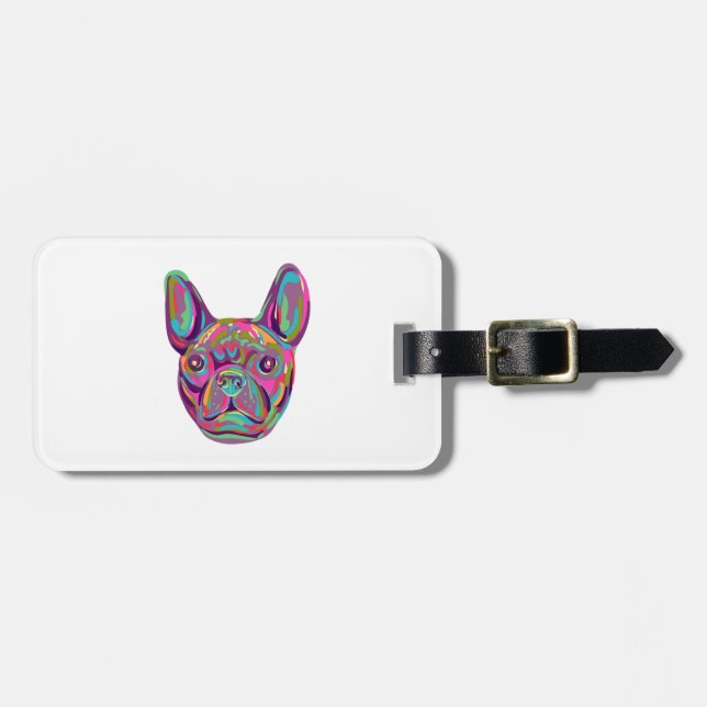 Fransk Bulldog Frenchie head Pop art stil Bagagebricka (Horisontell Framsida)