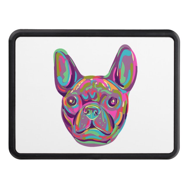 Fransk Bulldog Frenchie head Pop art stil Dragkroksskydd (Framsidan)