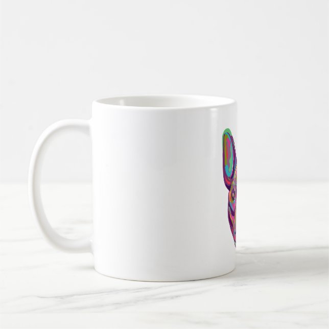 Fransk Bulldog Frenchie head Pop art stil Kaffemugg (Vänster)