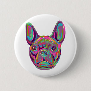 Fransk Bulldog Frenchie head Pop art stil Knapp