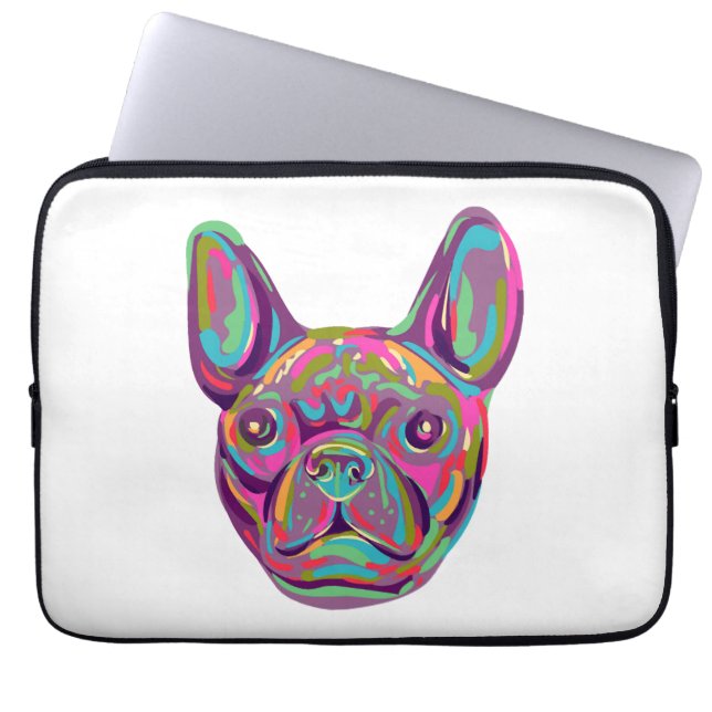 Fransk Bulldog Frenchie head Pop art stil Laptop Fodral (Framsidan)