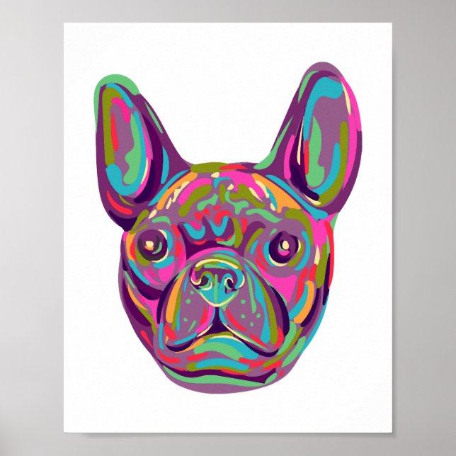 Fransk Bulldog Frenchie head Pop art stil Poster (Framsidan)