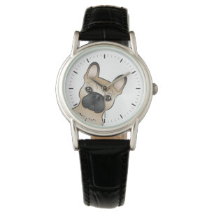 Fransk Bulldog / Frenchie Hund Med Ljusbrun Päls O Armbandsur